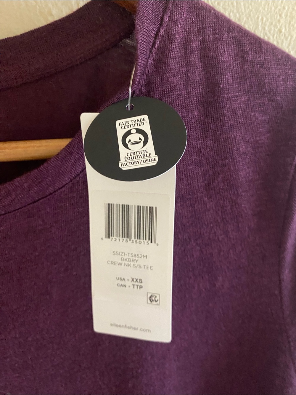 Eileen Fisher Organic Linen Blackberry Tee Boxy Cut NWT - Picture 3 of 4